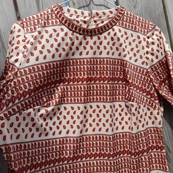 Vintage 60s 70s Dress Paisley Brown Orange Retro 40" Bust 36" Waist - Picture 5 of 15